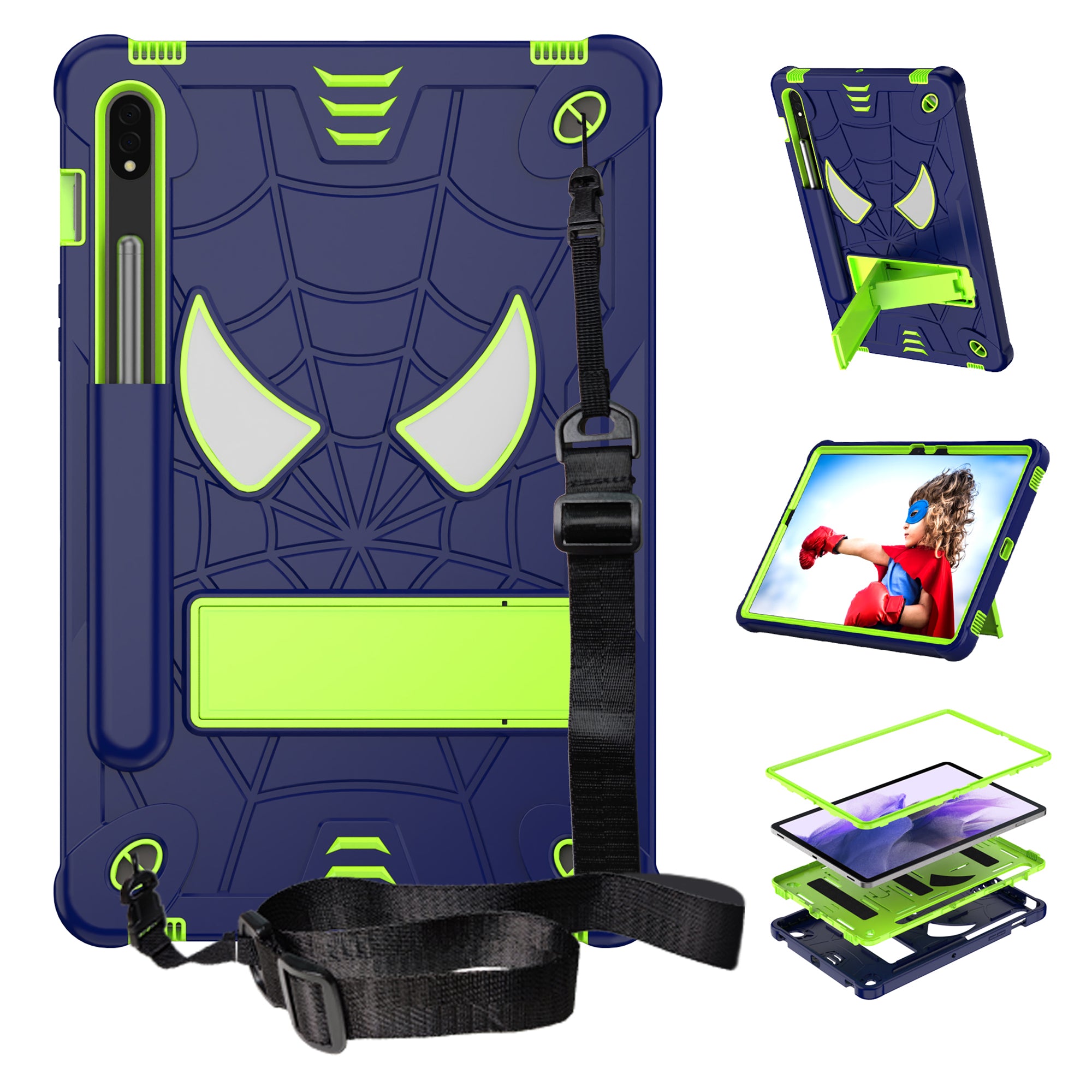 For Samsung Galaxy Tab S7 (T870 / 875) / Tab S8 Tablet Case Spider Style PC Silicone Kickstand Protective Cover For Samsung Galaxy Tab S7 (T870 / 875) / Tab S8 Tablet Case Spider Style PC Silicone Kickstand Protective Cover